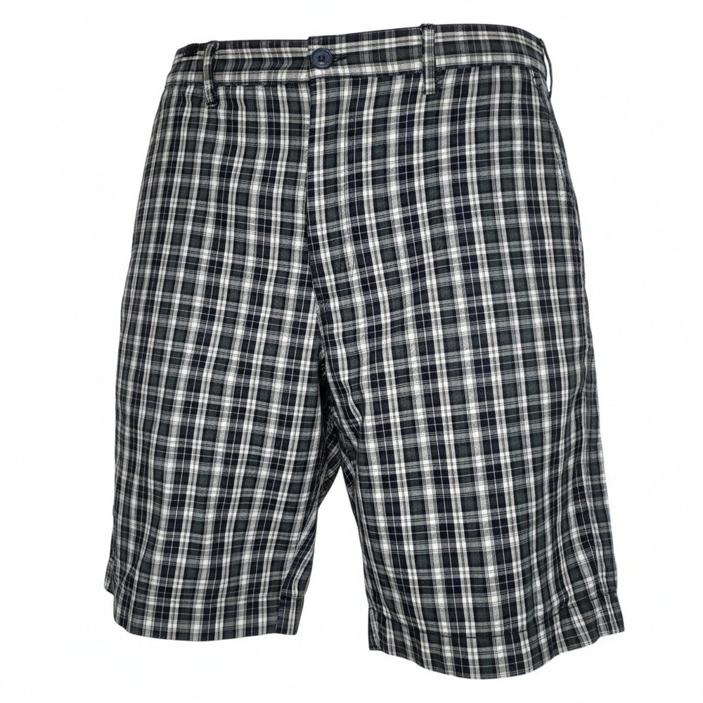 Tommy Hilfiger Tartan Plaid Shorts Mens 42 Navy Green Red Flat Front Golf Preppy